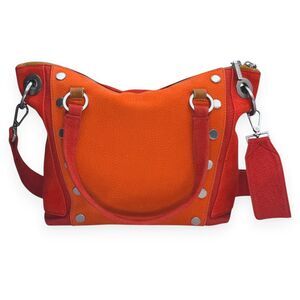 Hammitt Daniel Medium Sonoran Layers Tote Red Orange Leather Silver